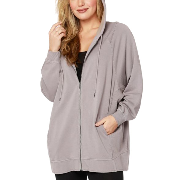 Bobi Gray Lead Rib Mix Zip Jacket NWT Size Small - Picture 1 of 9